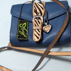 Stylish Blue Leather Crossbody Bag